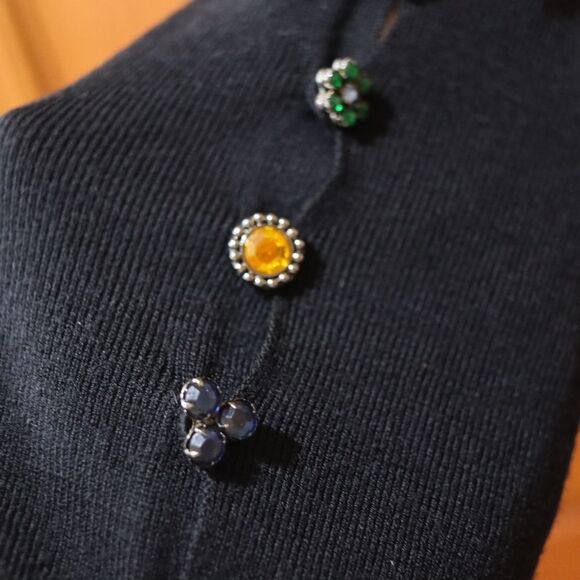 Maurizio Pecoraro Black Wool Sweetheart Neck Jeweled Sleeve Sweater Size 12 - Picture 5 of 14